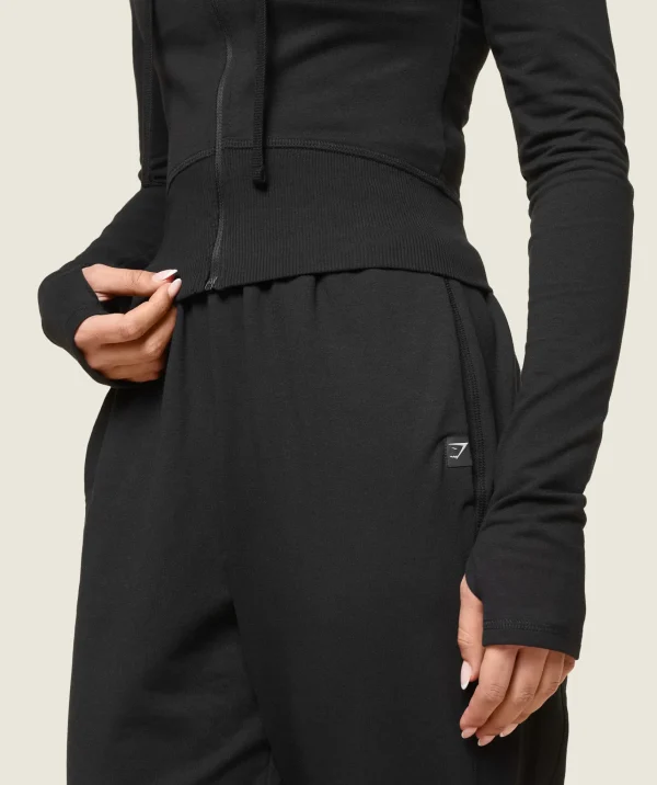 New Gymshark GS x Leana Deeb Hooded Midi Top Black