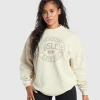 Hot Gymshark GSLC Weight Graphic Sweater EcruWhite