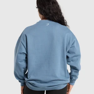 New Gymshark GSLC Weight Graphic Sweater FadedBlue