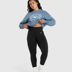 New Gymshark GSLC Weight Graphic Sweater FadedBlue