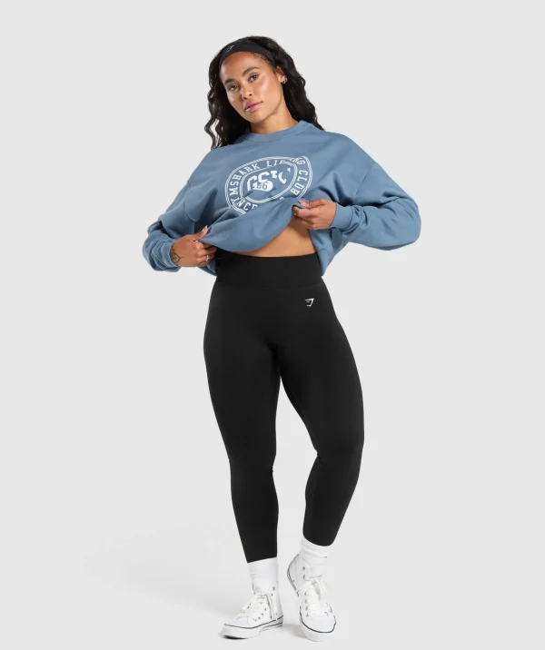 New Gymshark GSLC Weight Graphic Sweater FadedBlue