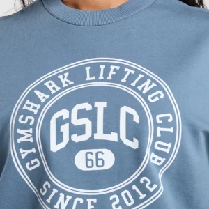 New Gymshark GSLC Weight Graphic Sweater FadedBlue