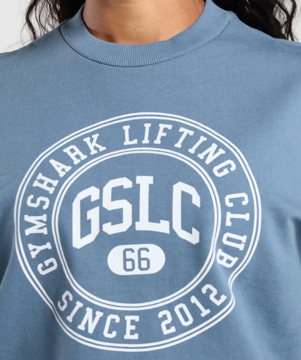 New Gymshark GSLC Weight Graphic Sweater FadedBlue