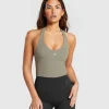 New Gymshark Halter Neck Cami with Shelf LinenBrown