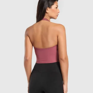 Hot Gymshark Halter Neck Cami with Shelf WashedBerryPink