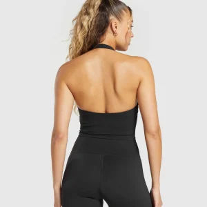 Online Gymshark Halter Neck Cami with Shelf Black