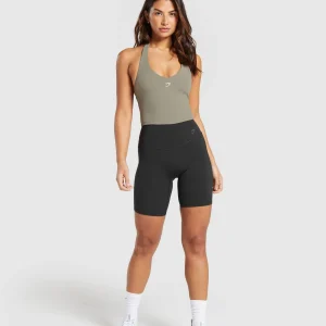 New Gymshark Halter Neck Cami with Shelf LinenBrown