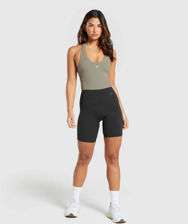 New Gymshark Halter Neck Cami with Shelf LinenBrown