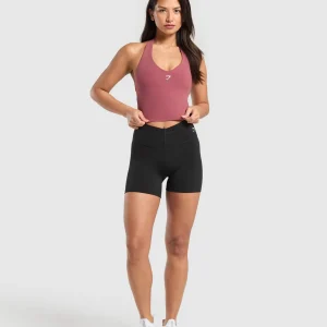 Hot Gymshark Halter Neck Cami with Shelf WashedBerryPink