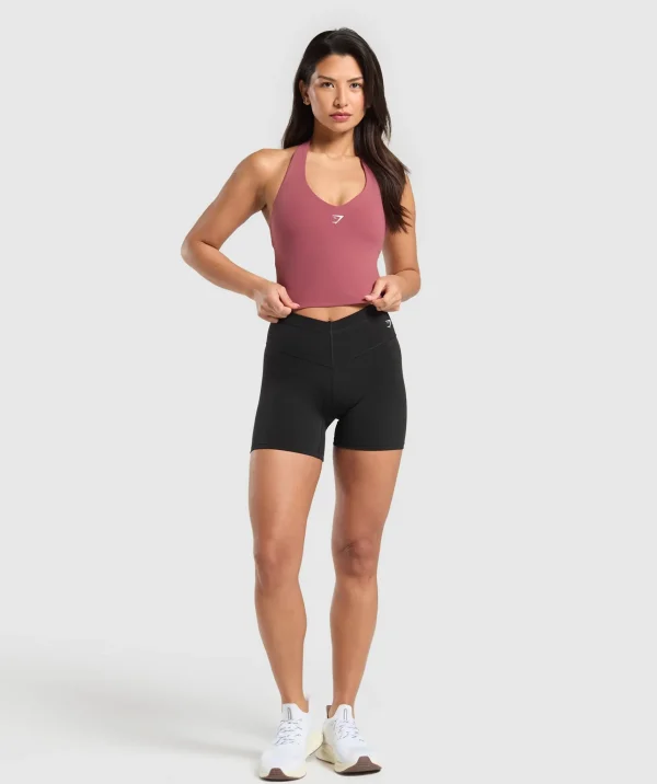 Hot Gymshark Halter Neck Cami with Shelf WashedBerryPink