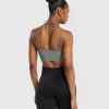 Fashion Gymshark Halterneck Crop Cami Tank UnitGreen