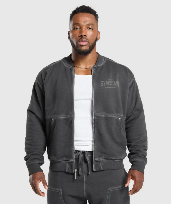 New Gymshark Heavyweight Bomber Jacket Black