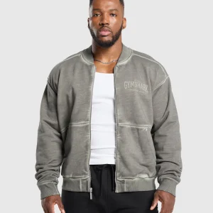 Best Gymshark Heavyweight Bomber Jacket MetalGrey/AsphaltGrey