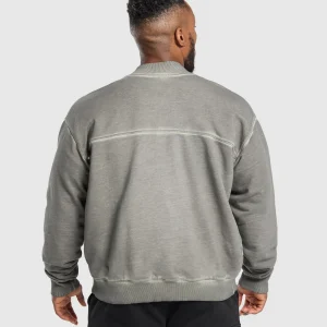 Best Gymshark Heavyweight Bomber Jacket MetalGrey/AsphaltGrey