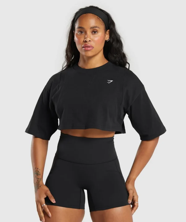 Best Gymshark Heavyweight Cotton Crop T-Shirt Black