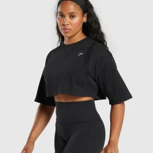 Best Gymshark Heavyweight Cotton Crop T-Shirt Black