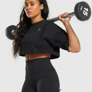 Best Gymshark Heavyweight Cotton Crop T-Shirt Black