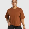 Clearance Gymshark Heavyweight Cotton T-Shirt CopperBrown