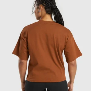 Clearance Gymshark Heavyweight Cotton T-Shirt CopperBrown