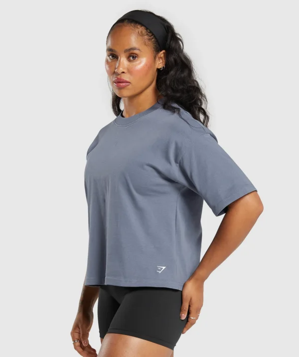 New Gymshark Heavyweight Cotton T-Shirt IronBlue