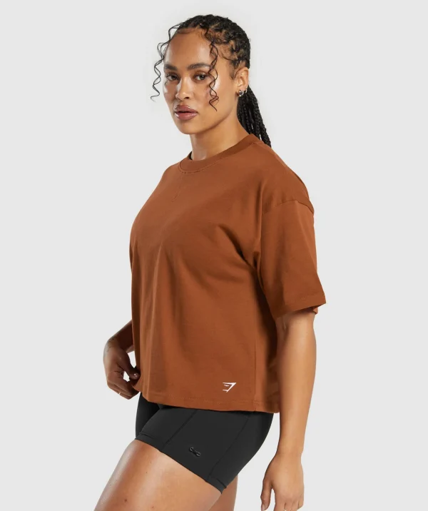 Clearance Gymshark Heavyweight Cotton T-Shirt CopperBrown