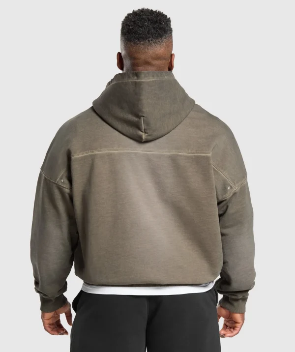 Hot Gymshark Heavyweight Hoodie StrengthGreenWash