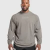 Best Gymshark Heavyweight Long Sleeve T-Shirt MetalGrey/AsphaltGreyWash