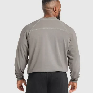 Best Gymshark Heavyweight Long Sleeve T-Shirt MetalGrey/AsphaltGreyWash