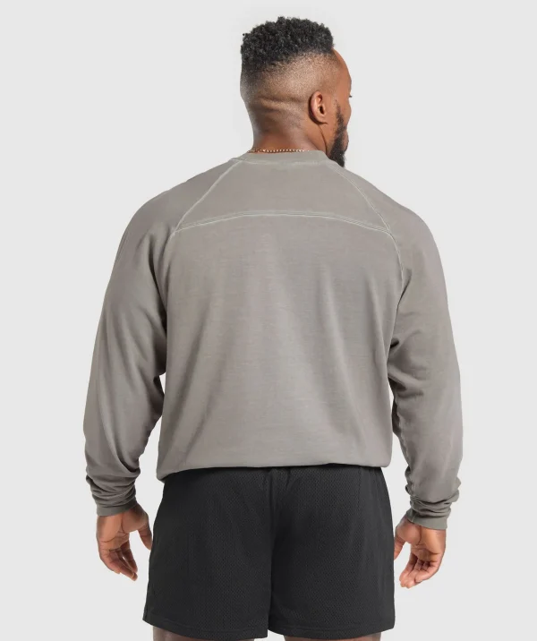 Best Gymshark Heavyweight Long Sleeve T-Shirt MetalGrey/AsphaltGreyWash