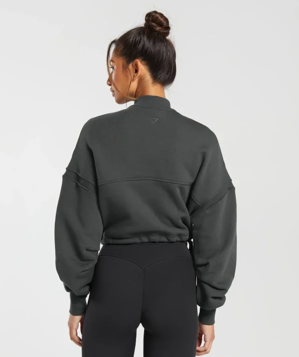 Hot Gymshark Heavyweight Loopback Sweat Pullover AsphaltGrey