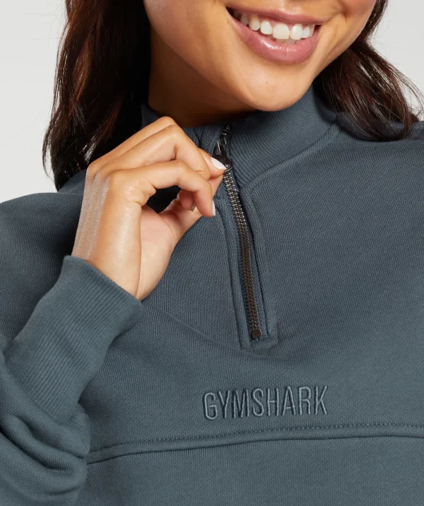 Discount Gymshark Heavyweight Loopback Sweat Pullover TitaniumBlue