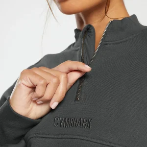 Hot Gymshark Heavyweight Loopback Sweat Pullover AsphaltGrey