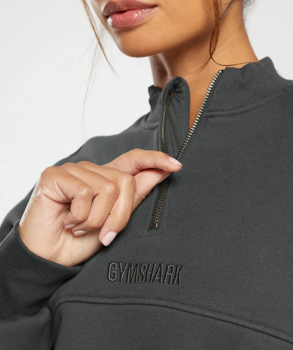 Hot Gymshark Heavyweight Loopback Sweat Pullover AsphaltGrey