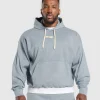 Fashion Gymshark Heavyweight Rib Hoodie DenimGrey