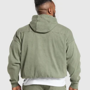 Hot Gymshark Heavyweight Rib Hoodie UnitGreen