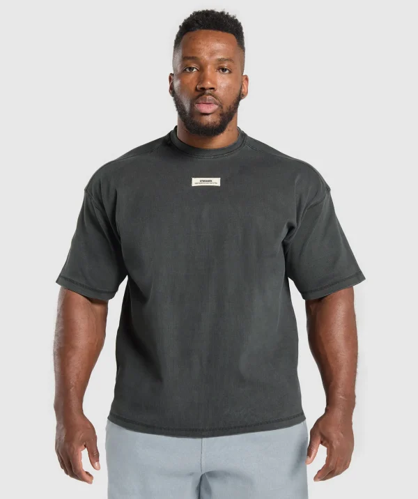 Hot Gymshark Heavyweight Rib Short Sleeve Crew AsphaltGrey