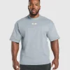 New Gymshark Heavyweight Rib Short Sleeve Crew DenimGrey