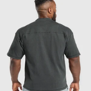 Hot Gymshark Heavyweight Rib Short Sleeve Crew AsphaltGrey