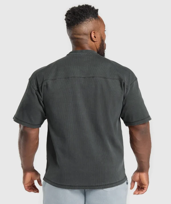 Hot Gymshark Heavyweight Rib Short Sleeve Crew AsphaltGrey