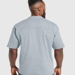 New Gymshark Heavyweight Rib Short Sleeve Crew DenimGrey