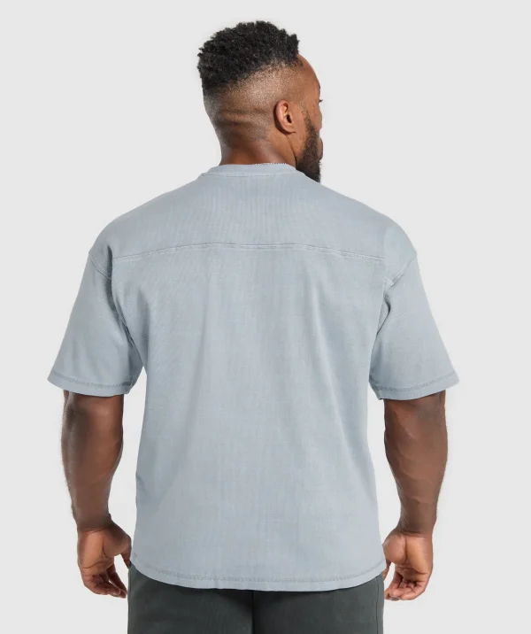 New Gymshark Heavyweight Rib Short Sleeve Crew DenimGrey