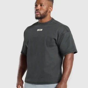 Hot Gymshark Heavyweight Rib Short Sleeve Crew AsphaltGrey