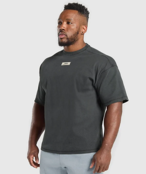 Hot Gymshark Heavyweight Rib Short Sleeve Crew AsphaltGrey