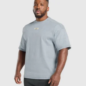 New Gymshark Heavyweight Rib Short Sleeve Crew DenimGrey