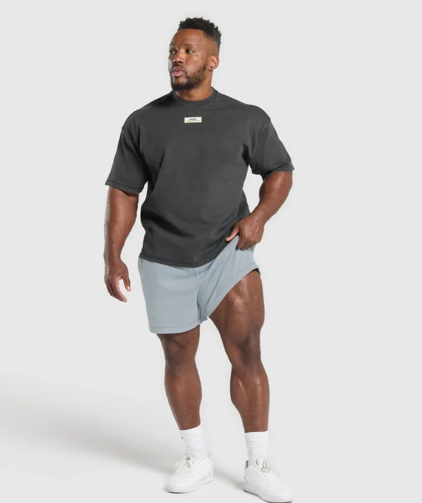 Hot Gymshark Heavyweight Rib Short Sleeve Crew AsphaltGrey