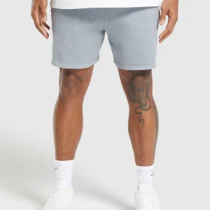 Hot Gymshark Heavyweight Ribbed Shorts DenimGrey