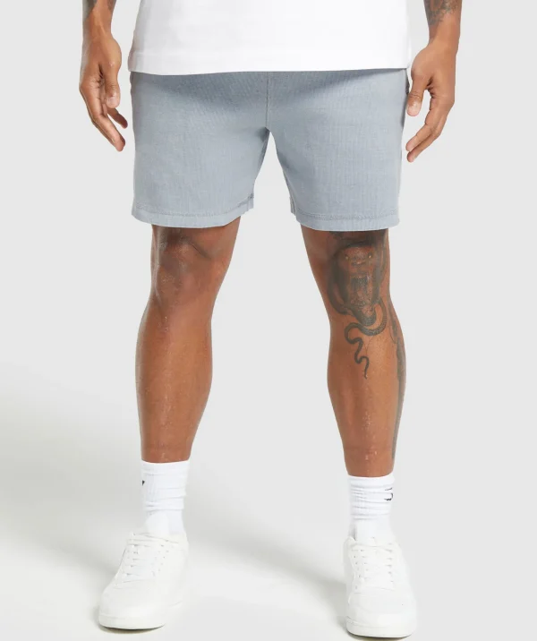 Hot Gymshark Heavyweight Ribbed Shorts DenimGrey