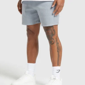 Hot Gymshark Heavyweight Ribbed Shorts DenimGrey