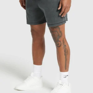 Clearance Gymshark Heavyweight Ribbed Shorts AsphaltGrey