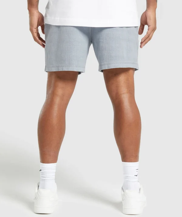 Hot Gymshark Heavyweight Ribbed Shorts DenimGrey